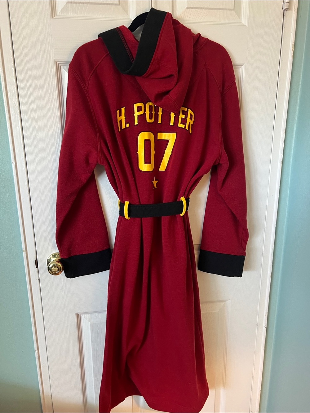 Harry Potter Gryffindor Red Hooded Robe with Yellow Accents